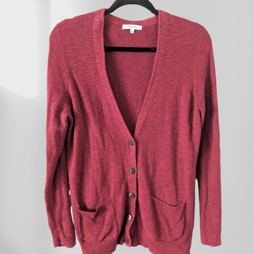 Madewell V-neck button-front cardigan Maroon Burgundy EUC